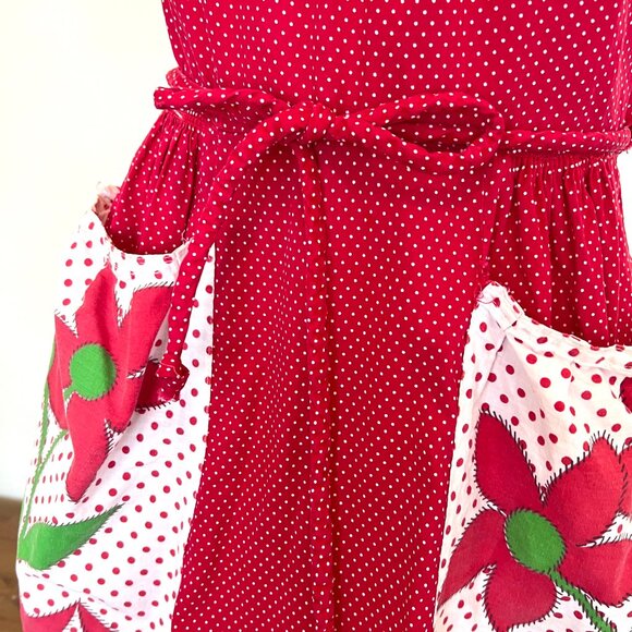 60's Dress - Wrap Around - Red Polka Dot - Summer - Handmade - Size Small/Medium - Picture 3 of 15